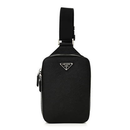 Prada Saffiano Travel Brique Crossbody Messenger Bag Black 1 of 9