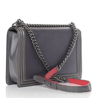 Chanel Lambskin Embossed New Medium Boy Cube Flap Grey 2 of 8