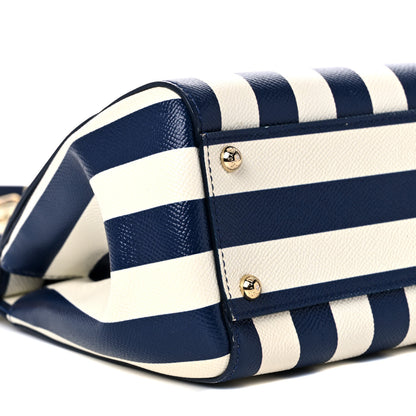 Dolce & Gabbana Dauphine Embroidered Striped Print Medium Miss Sicily Satchel White 7 of 13