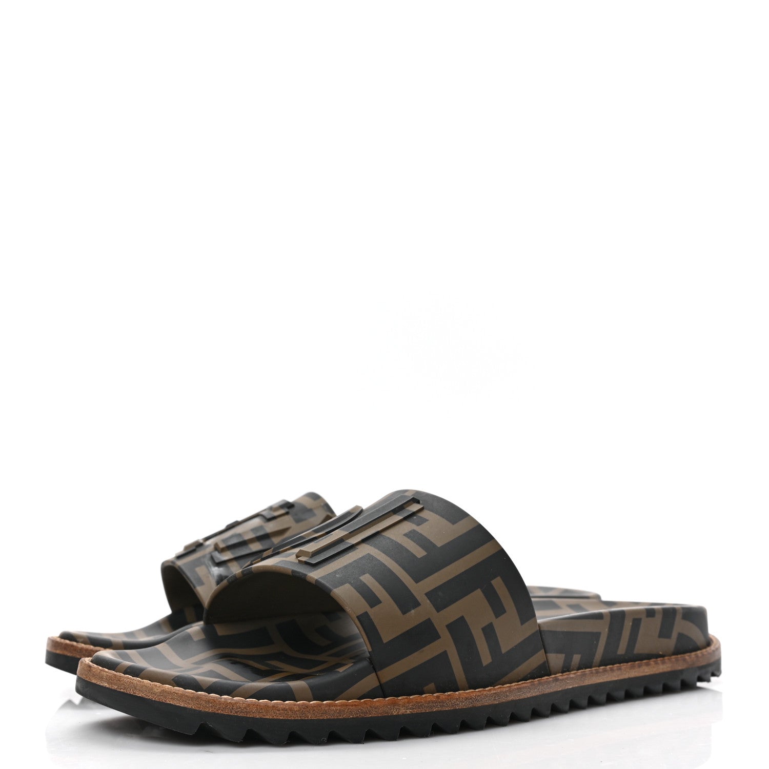 Fendi Rubber FF Vocabulary Logo Slide Sandals 6 Maya Black 3 of 8