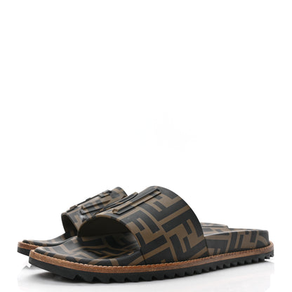 Fendi Rubber FF Vocabulary Logo Slide Sandals 6 Maya Black 3 of 8