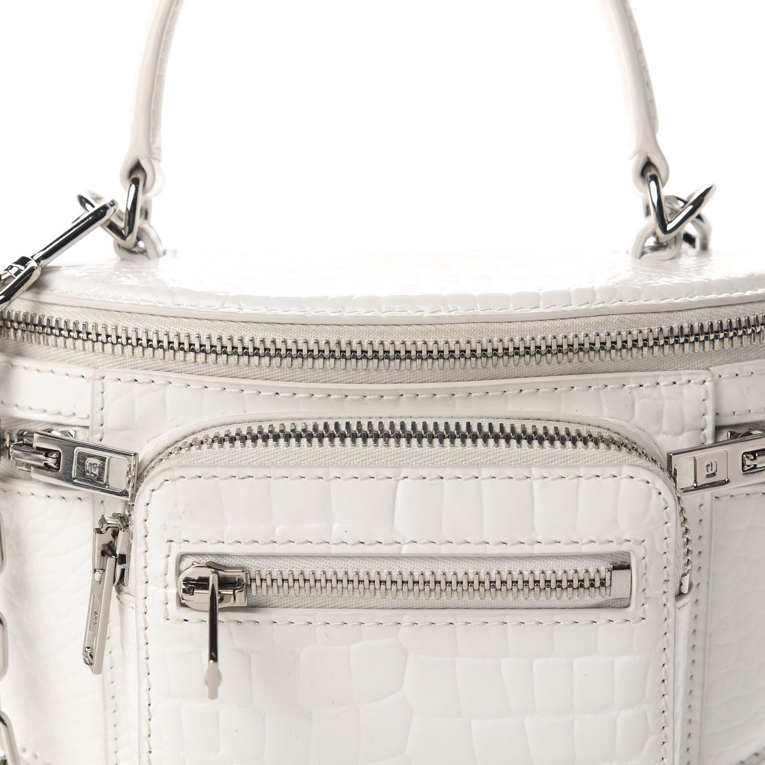 Alexander Wang Crocodile Embossed Patent Mini Top Handle Attica Belt Bag White 9 of 9