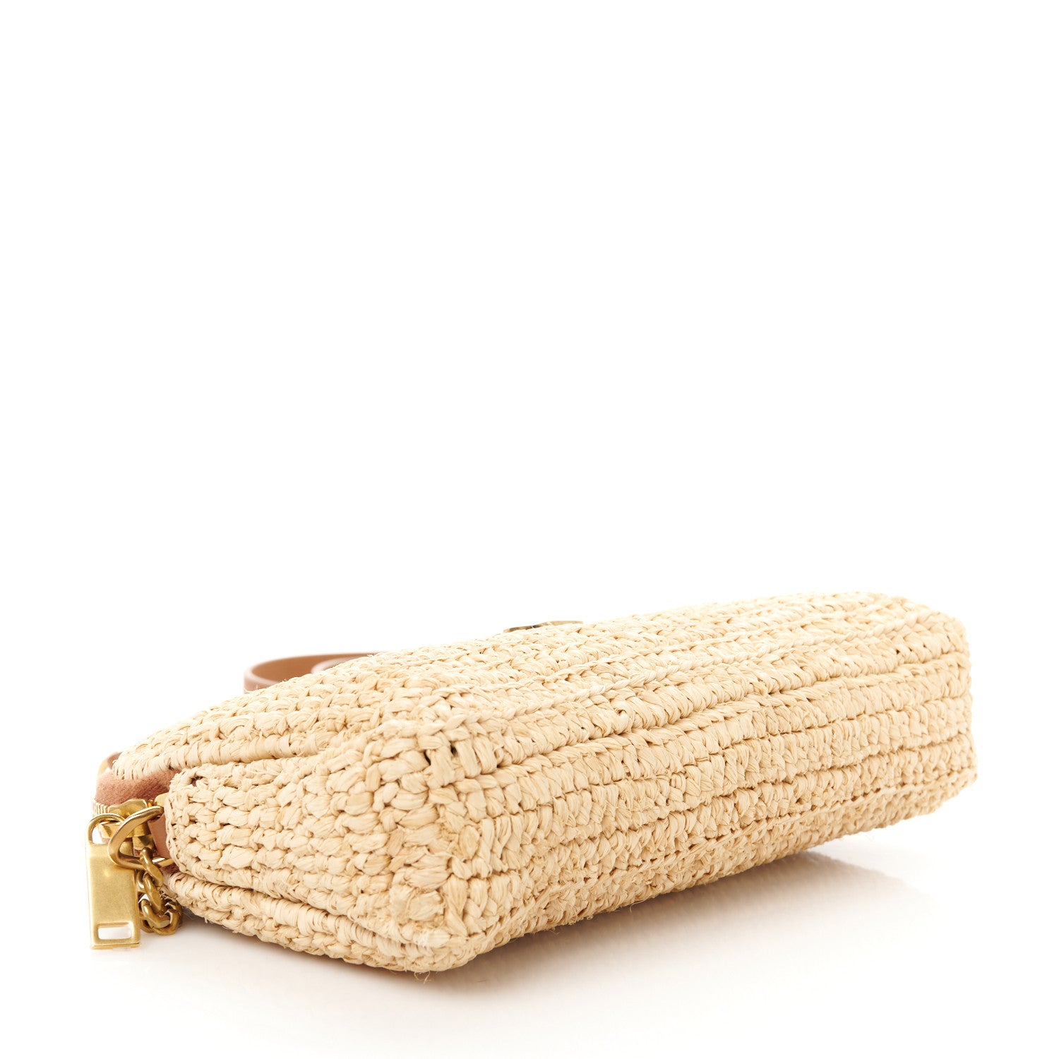 Saint Laurent Raffia Calfskin Gaby Crossbody Bag Natural Brick 4 of 10