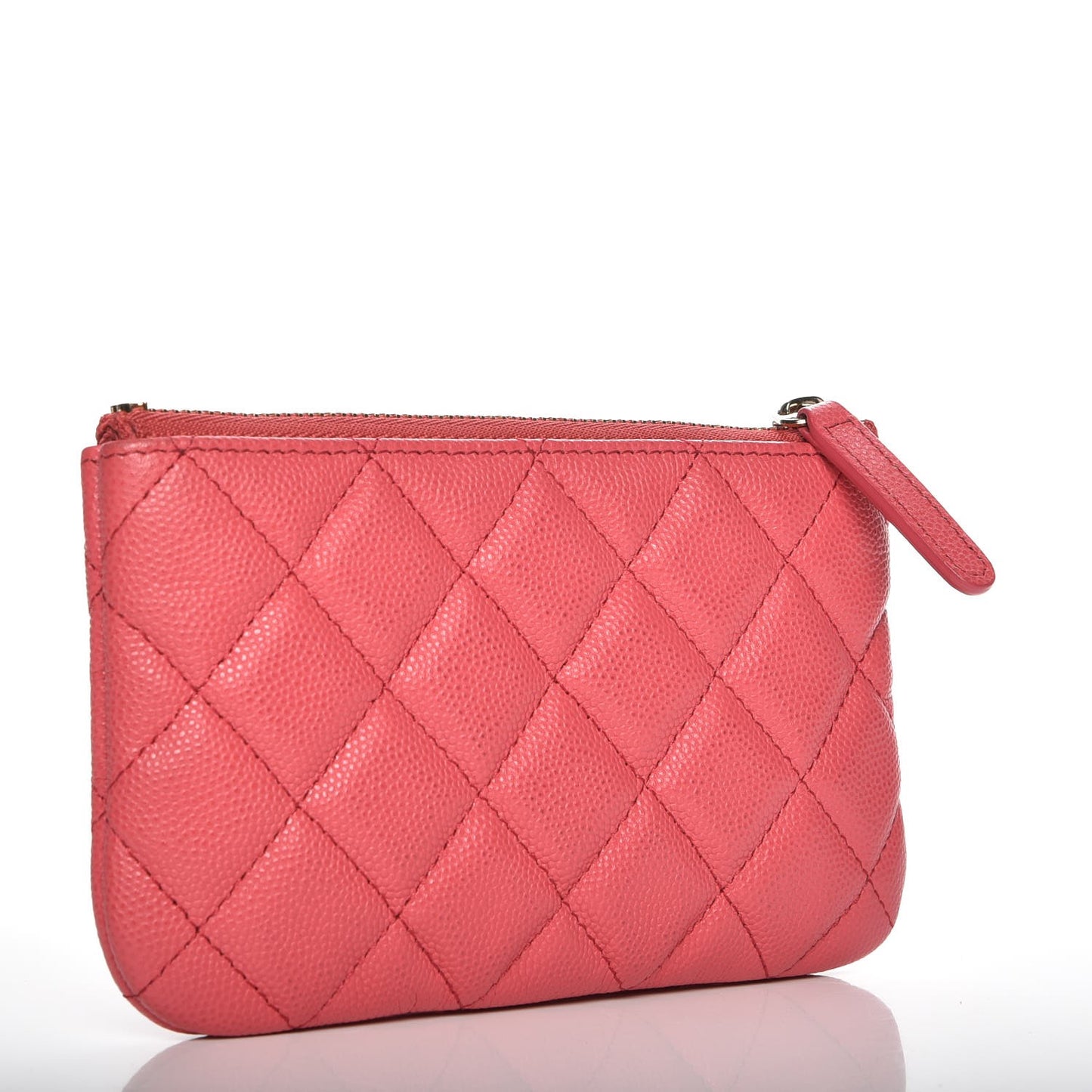 Caviar Quilted Small Cosmetic Case Dark Pink