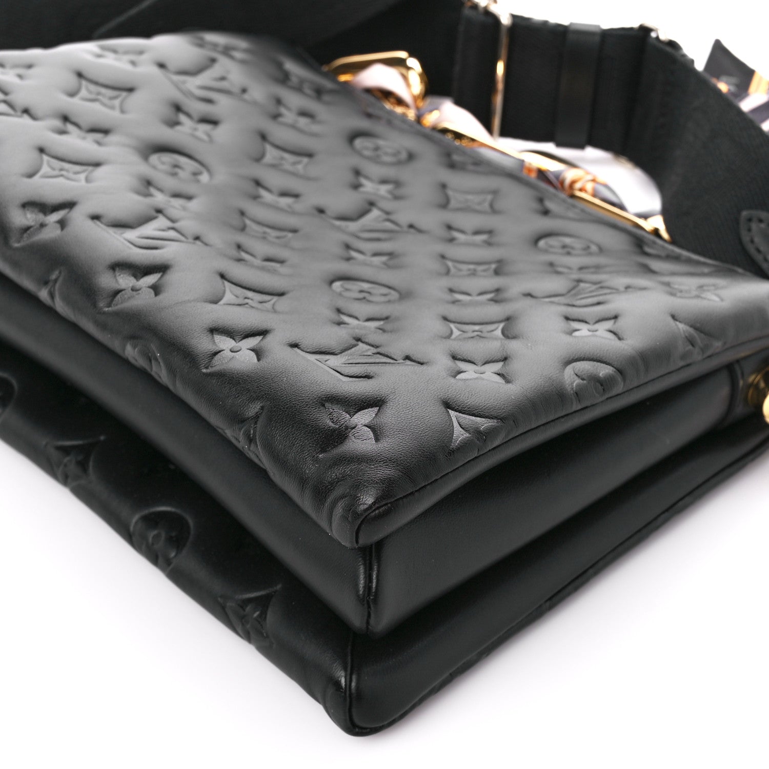 Louis Vuitton Lambskin Embossed Monogram Scarf Coussin PM Black 11 of 11