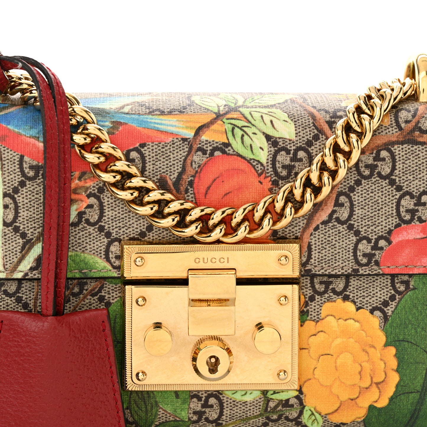 GG Supreme Monogram Tian Small Padlock Shoulder Bag Beige Multicolor New Acero