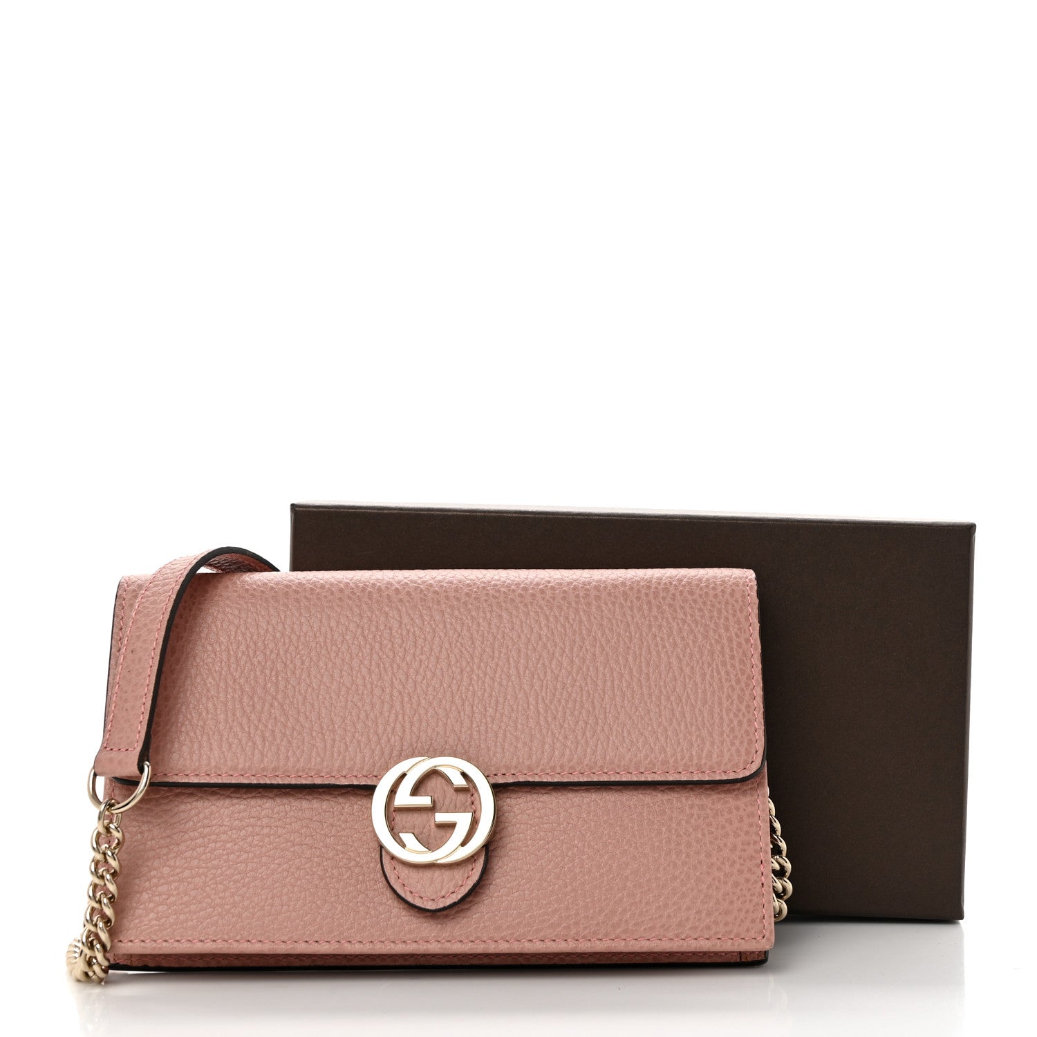 Gucci Dollar Calfskin Interlocking G Chain Wallet Soft Pink 9 of 9