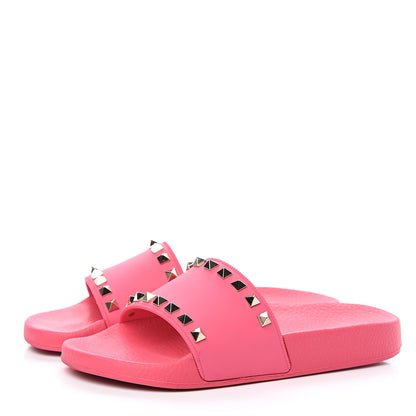 Valentino Garavani Rubber Rockstud Slide Sandals 36 Shadow Pink 3 of 8
