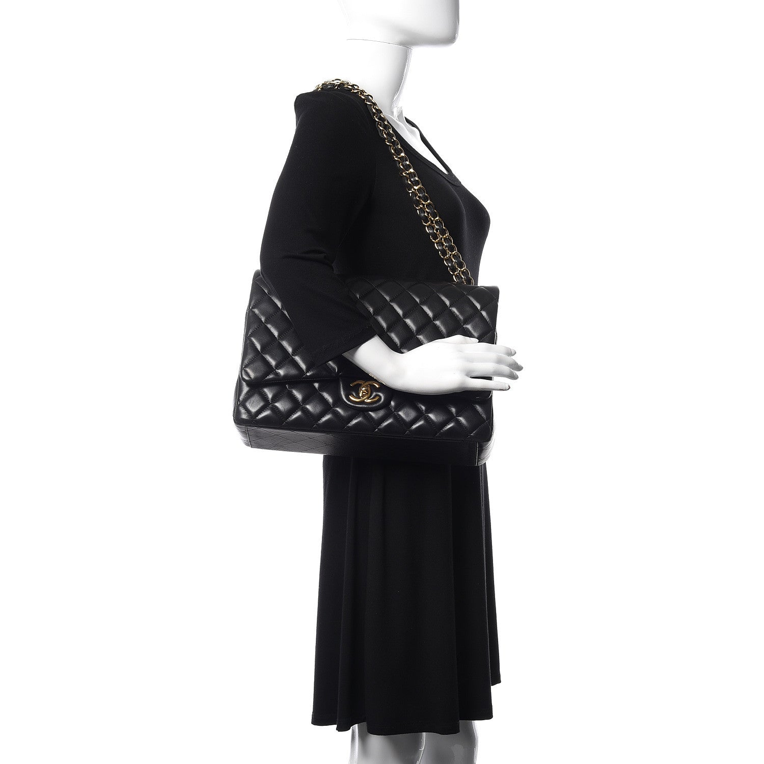 Chanel Lambskin Quilted Maxi Double Flap Black 2 of 17