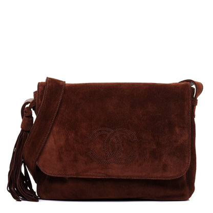 Chanel Suede CC Messenger Flap Bag Brown 1 of 10