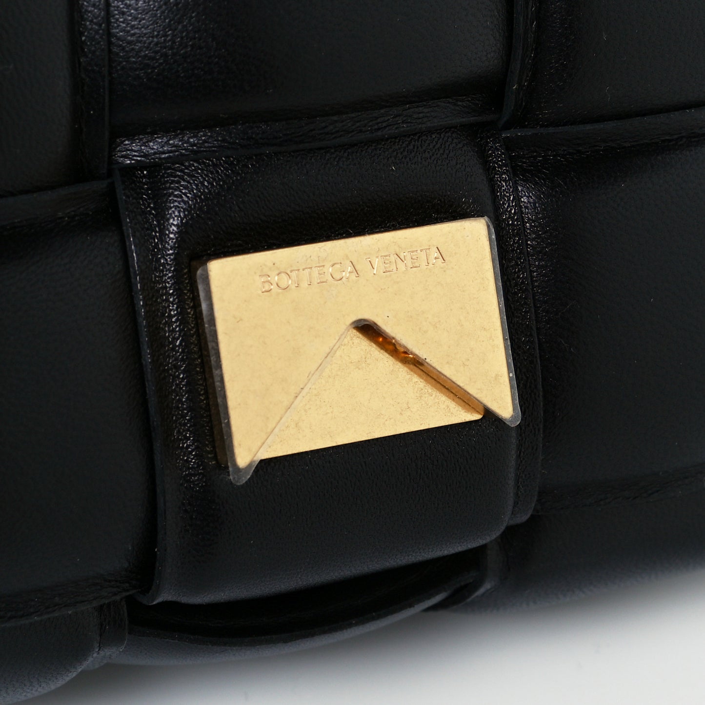 Lambskin Maxi Intreccio Padded Chain Cassette Crossbody Bag Black