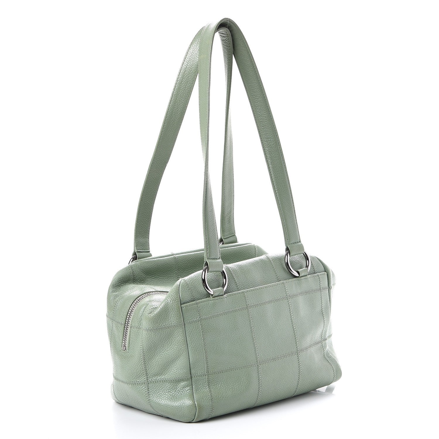 Chanel Caviar Square Stitched Tote Green 3 of 10