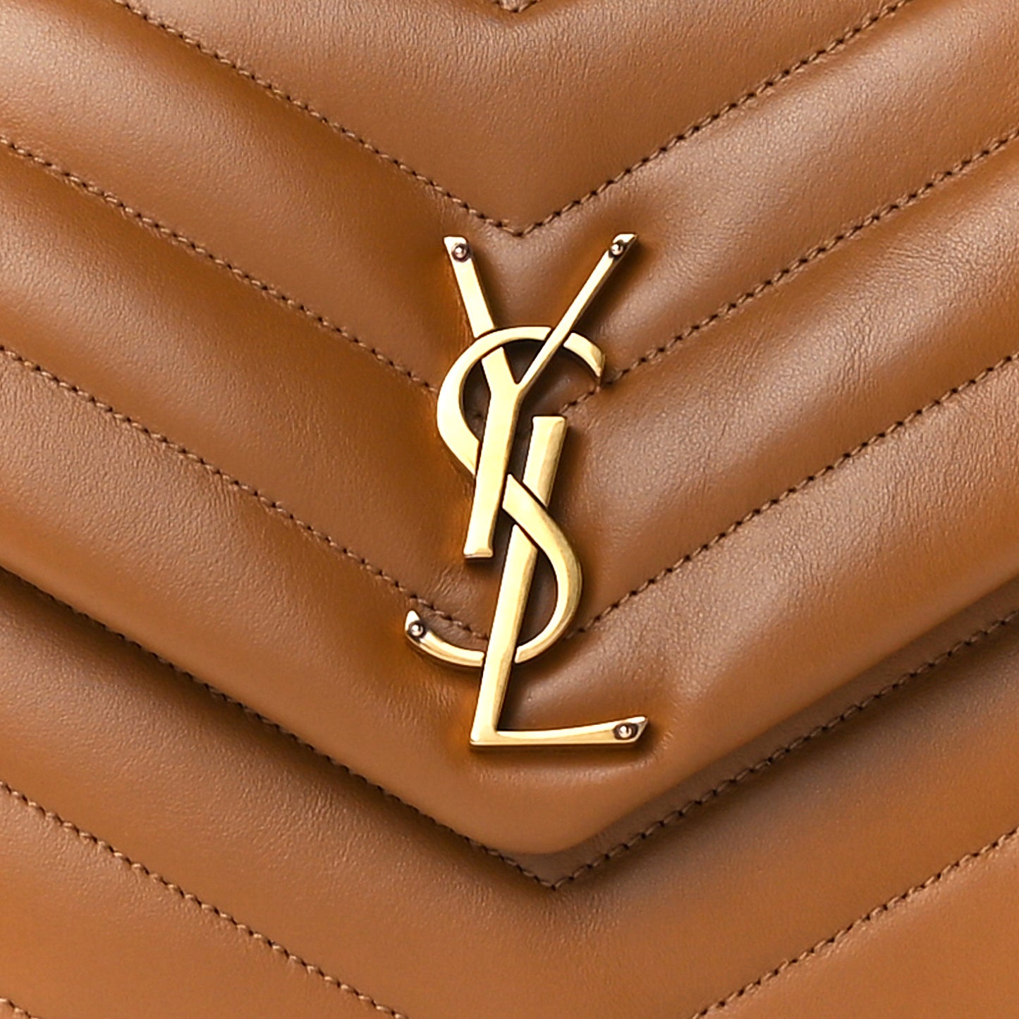 Calfskin Y Quilted Monogram Medium Loulou Chain Satchel Dark Natural