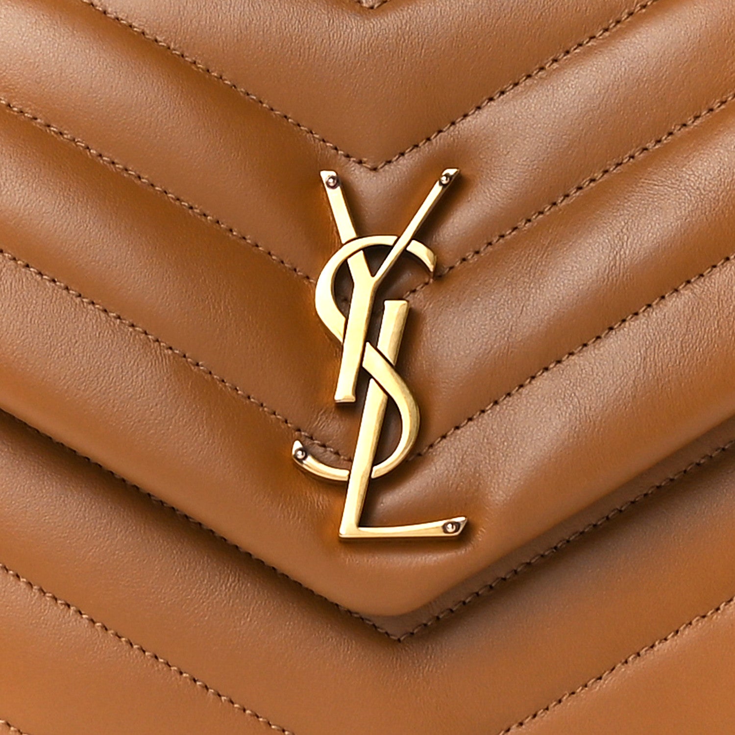 Saint Laurent Calfskin Y Quilted Monogram Medium Loulou Chain Satchel Dark Natural 9 of 13