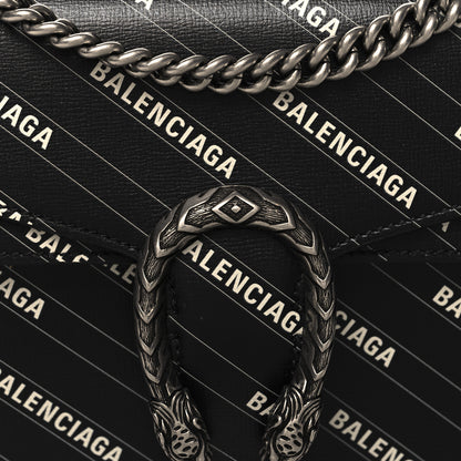 Gucci X BALENCIAGA Calfskin Logo Print Small Dionysus Shoulder Bag Black 9 of 11