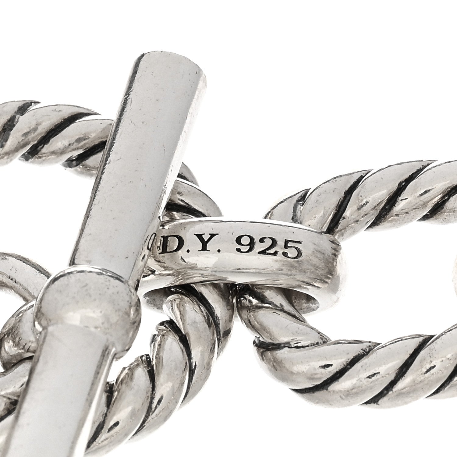 David Yurman Sterling Silver Diamond 12.5mm Cushion Link Bracelet 3 of 3