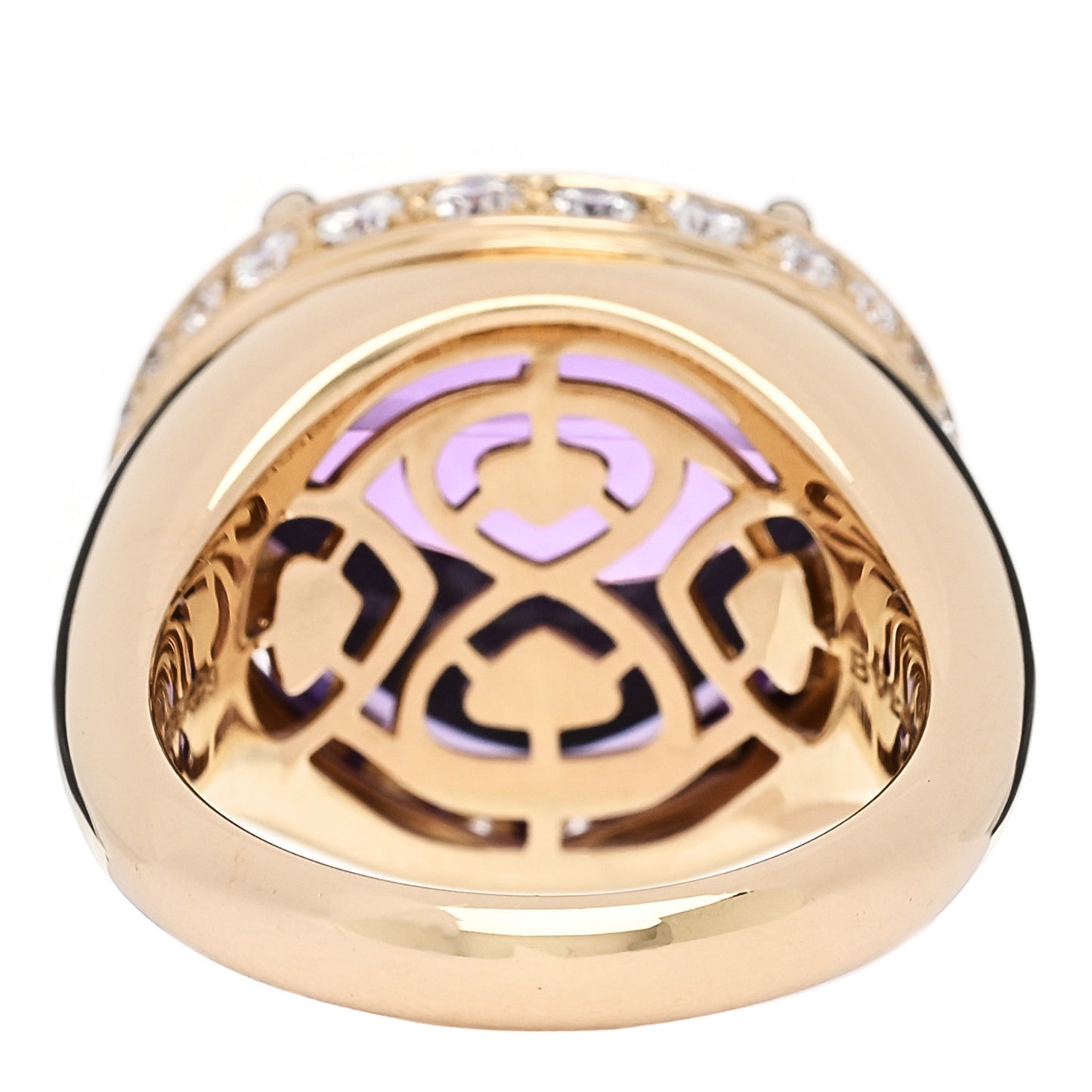 18K Yellow Gold Diamond Amethyst Sassi Ring 55 7.25