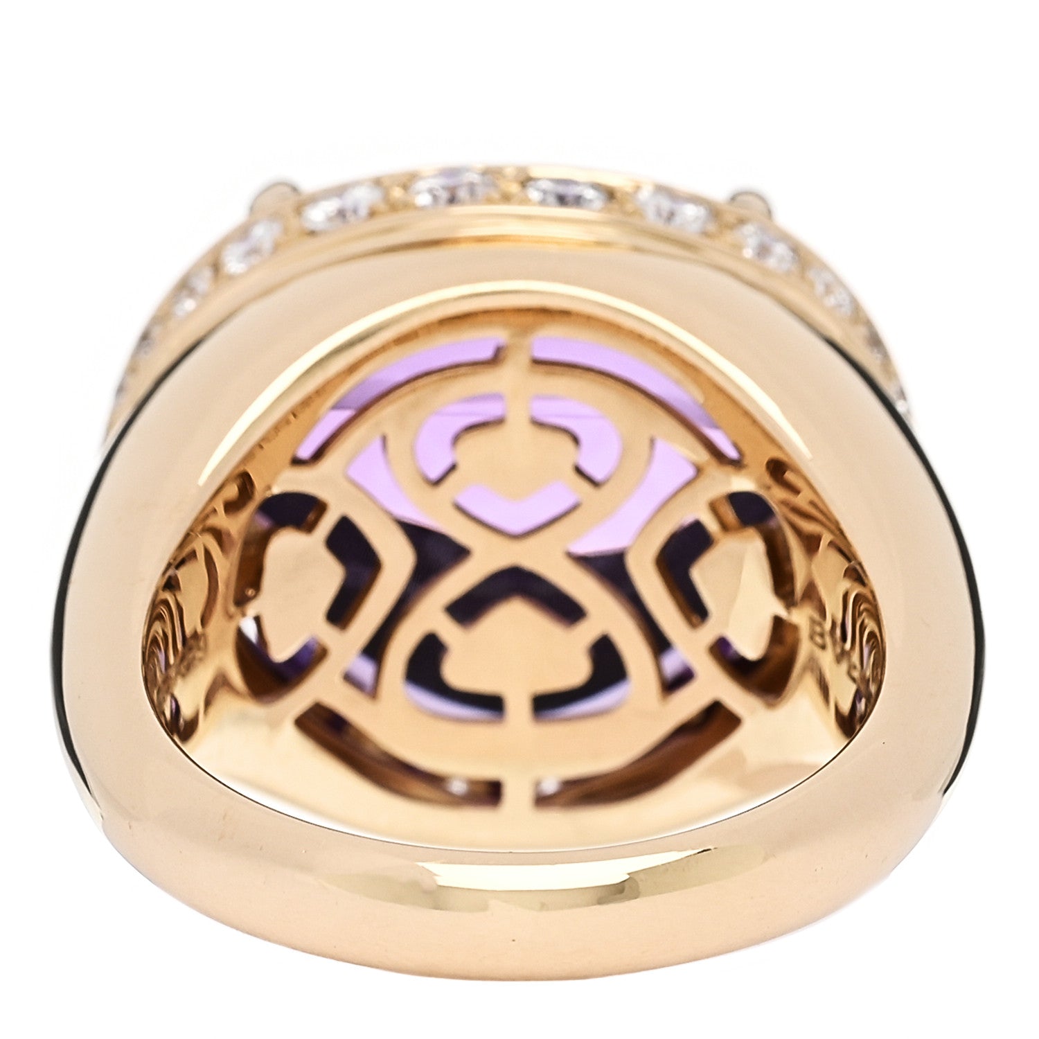 Bulgari 18K Yellow Gold Diamond Amethyst Sassi Ring 55 7.25 4 of 7