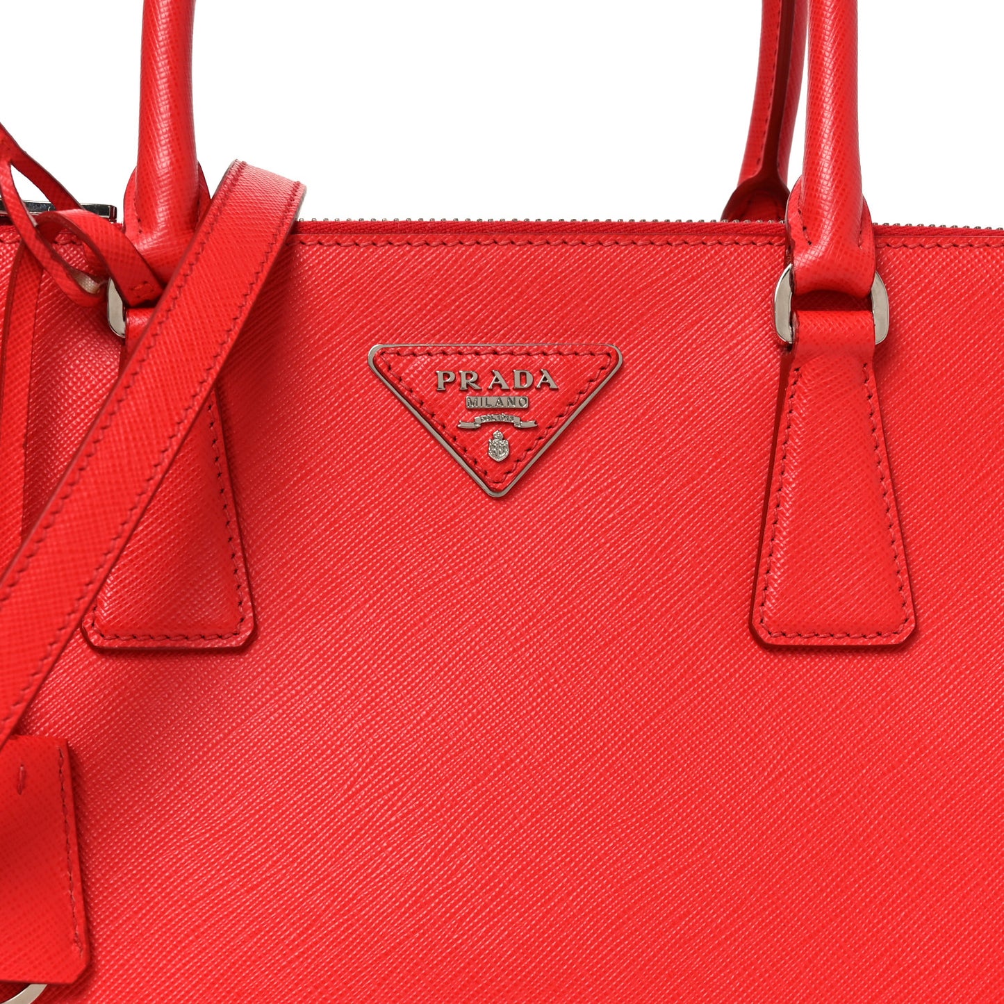 Saffiano Lux Small Galleria Double Zip Tote Red