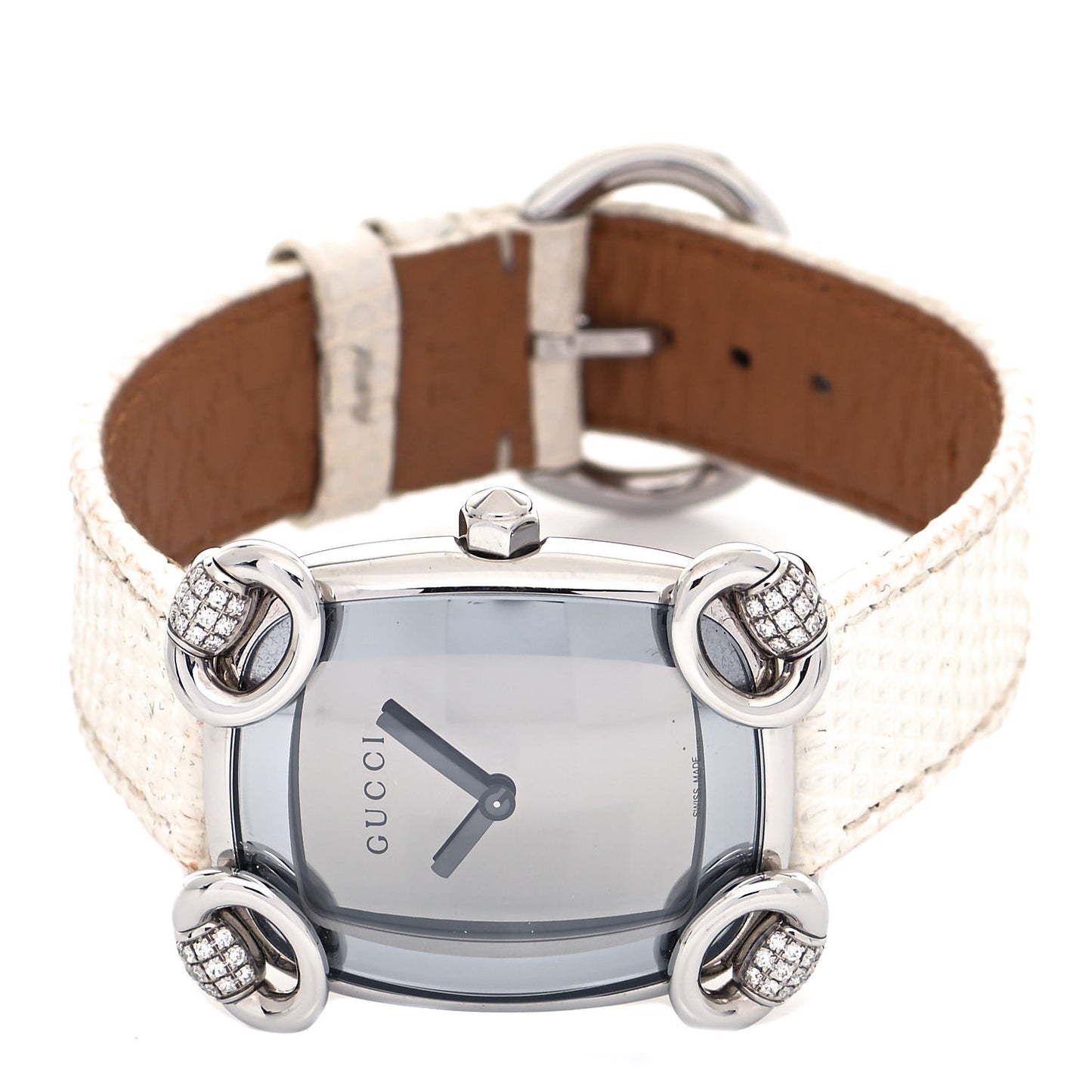 Stainless Steel Lizard Diamond 28mm Horsebit Quartz Watch