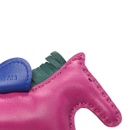 Hermes Milo Lambskin Grigri Rodeo Horse Bag Charm PM Rose Pourpre Bleu Electrique Malachite 5 of 6