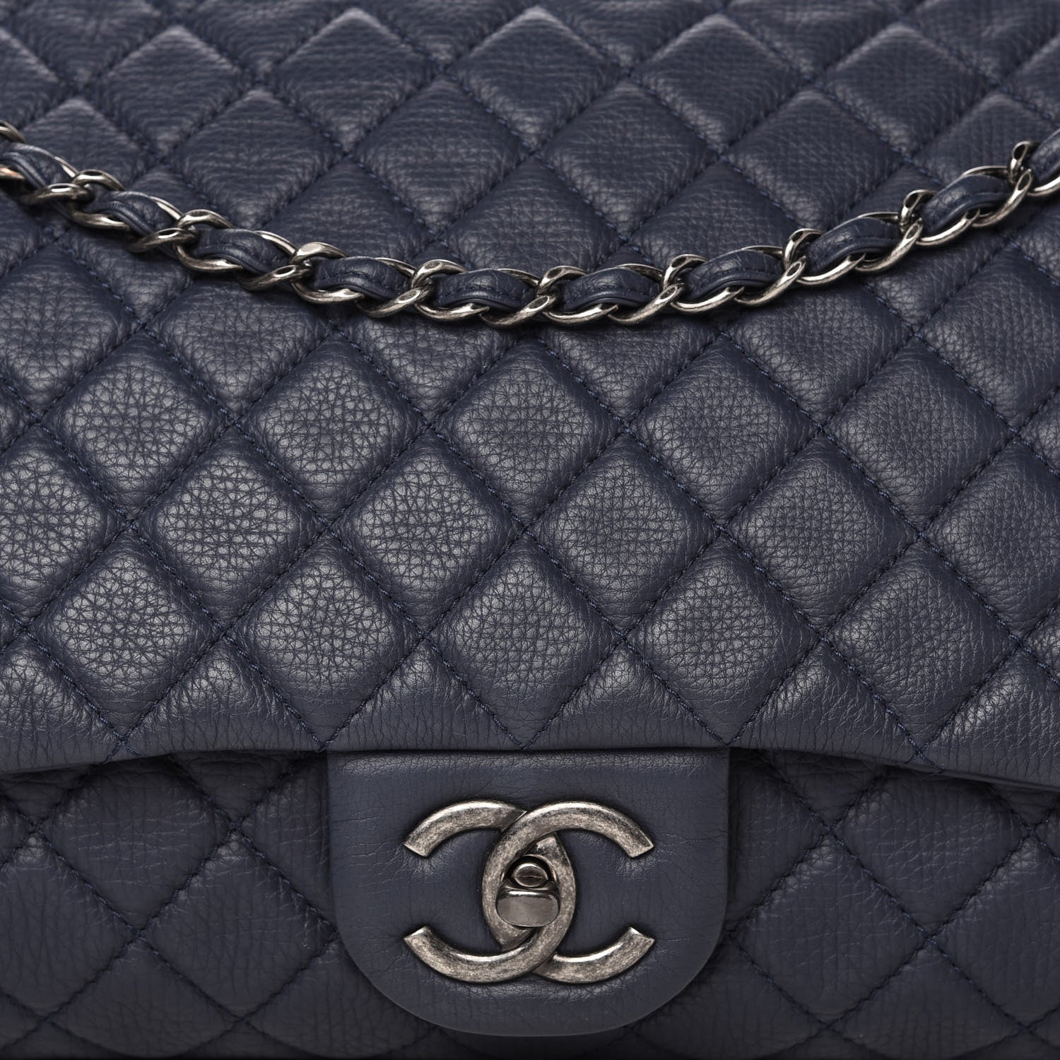 Chanel Calfskin Quilted XXL Travel Flap Bag Navy 10 of 10