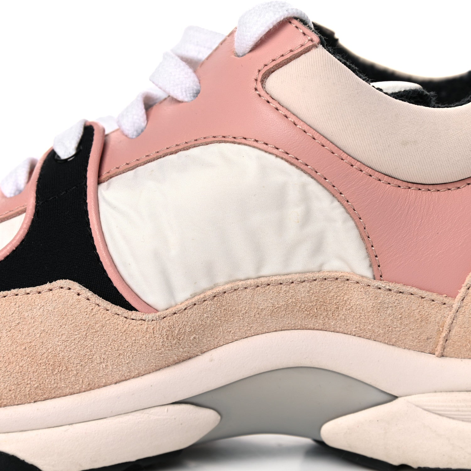 Chanel Nylon Lambskin Suede Calfskin CC Sneakers 38 Pink White Black 15 of 15