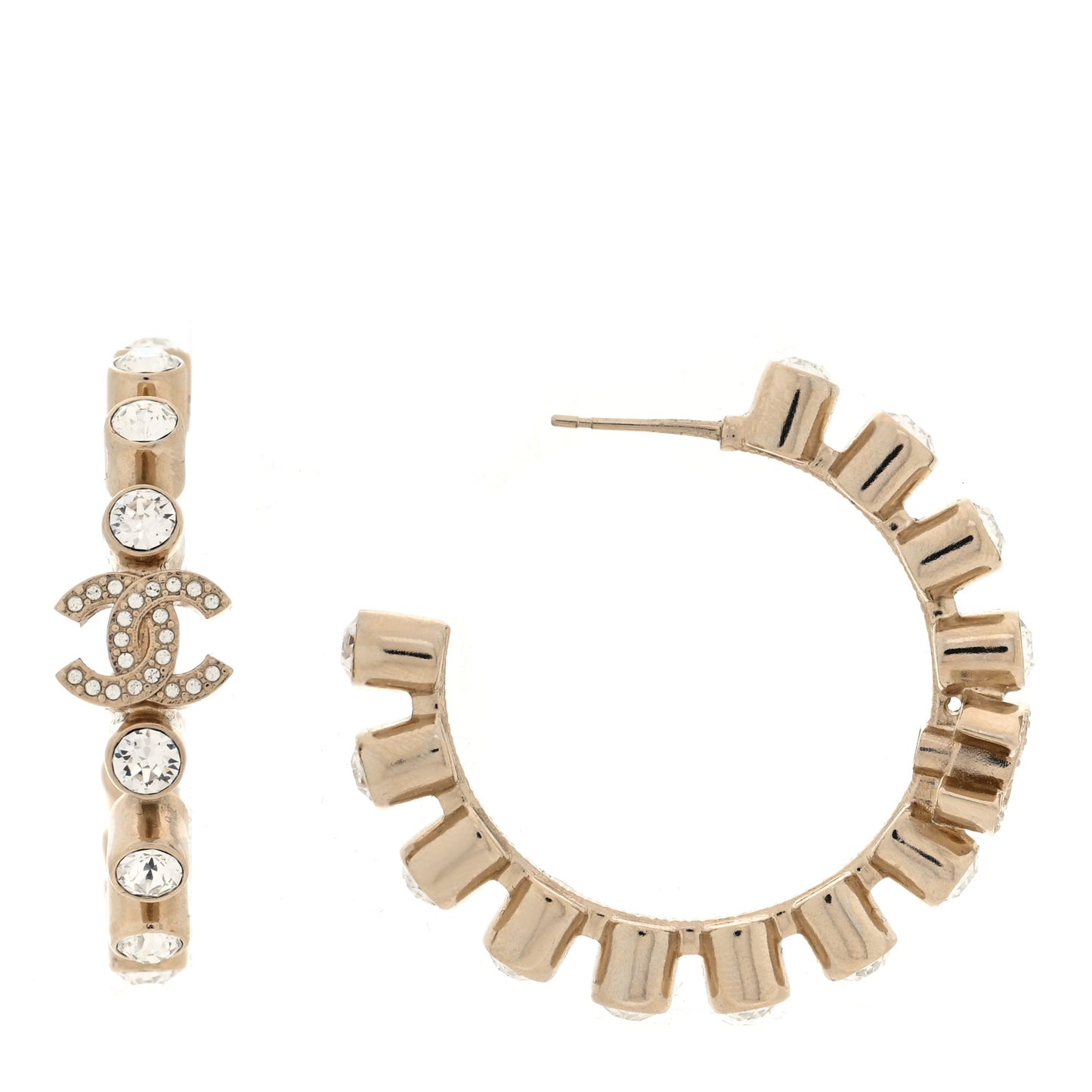 Crystal CC Hoop Earrings Gold