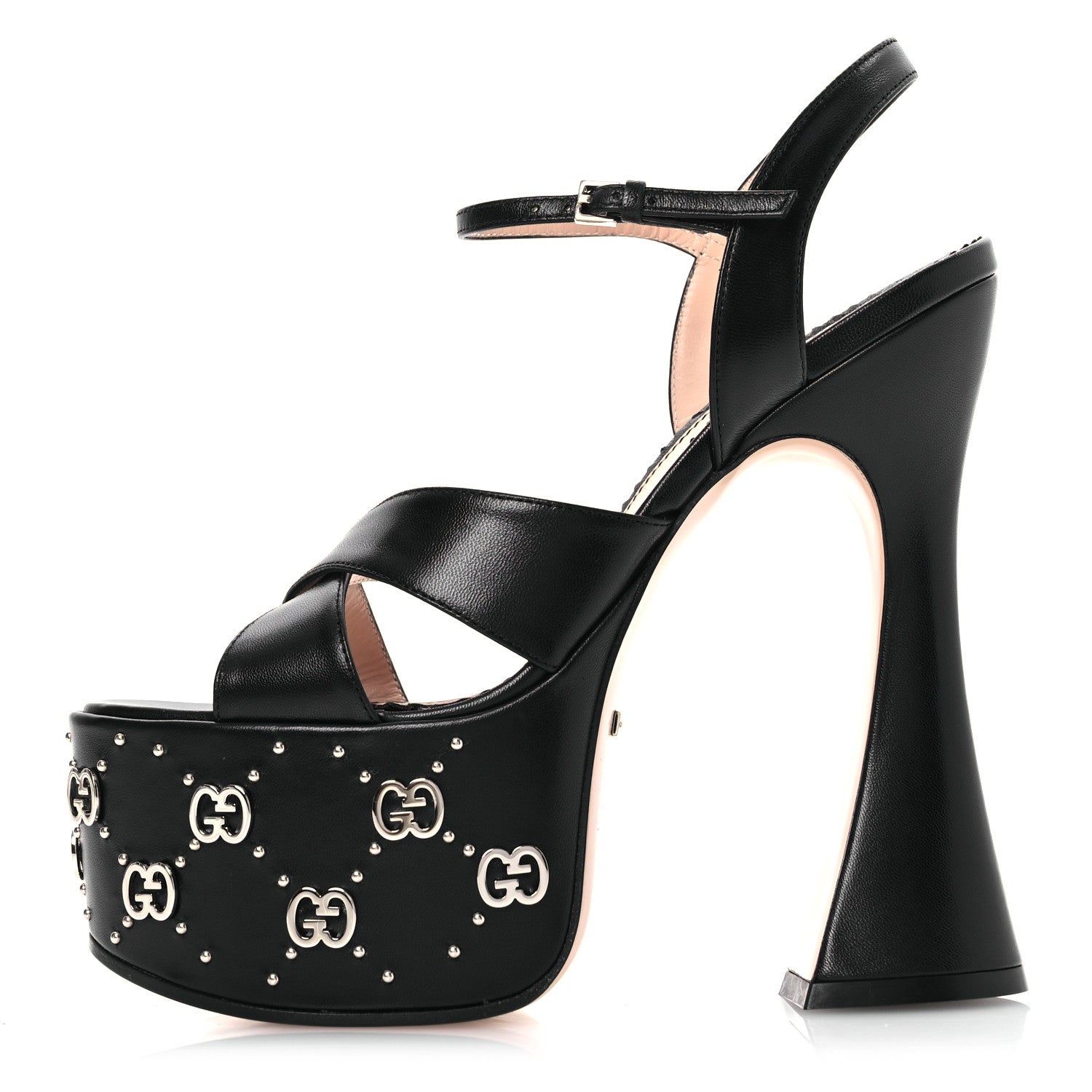 Gucci Malaga Kid Interlocking G Studs 155mm Platform Sandals 36 Perfect Black 1 of 10