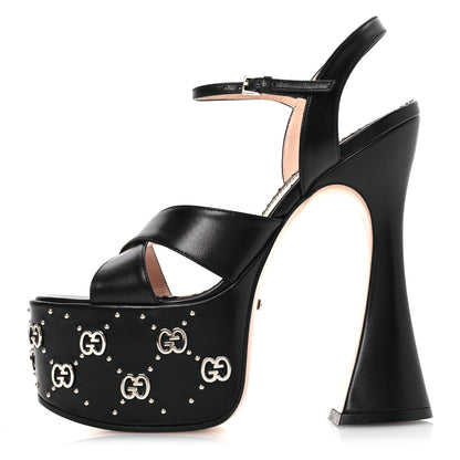 Gucci Malaga Kid Interlocking G Studs 155mm Platform Sandals 36 Perfect Black 1 of 10