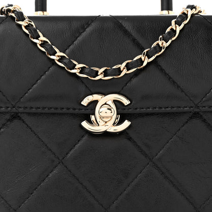 Chanel Shiny Calfskin Quilted Small CC Top Handle Box Bag Black 8 of 11