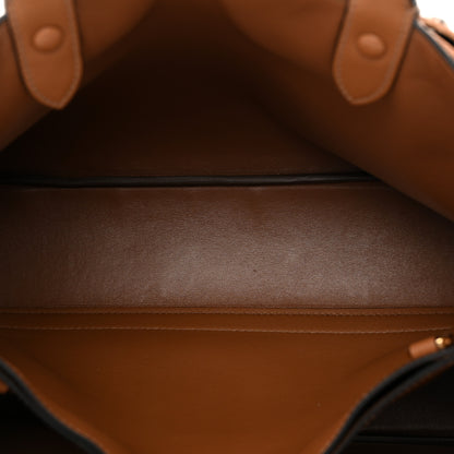Prada Soft Grain Calfskin Studded Large Buckle Bag With Belt Caramel Black 5 of 10