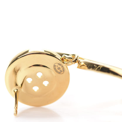 Chanel Metal Large Paris Button Earrings Gold 4 of 5
