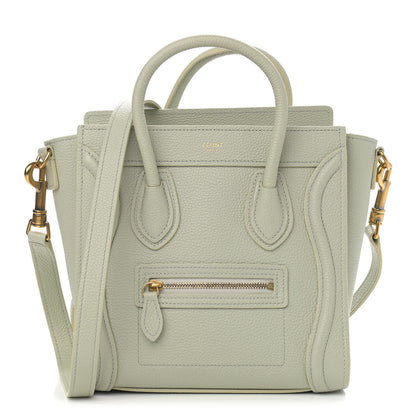 Celine Drummed Calfskin Nano Luggage Vert D'eau 1 of 9