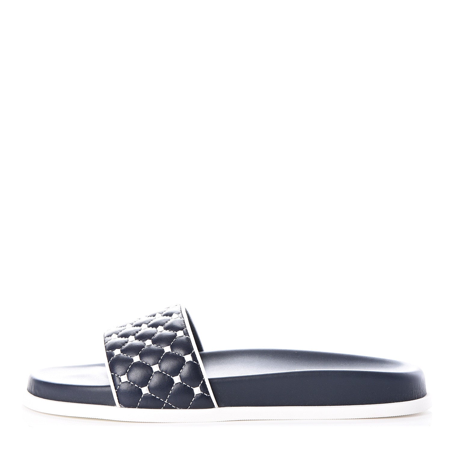 Valentino Garavani Nappa Free Rockstud Spike Pool Slide Sandals 38 Marine 1 of 11