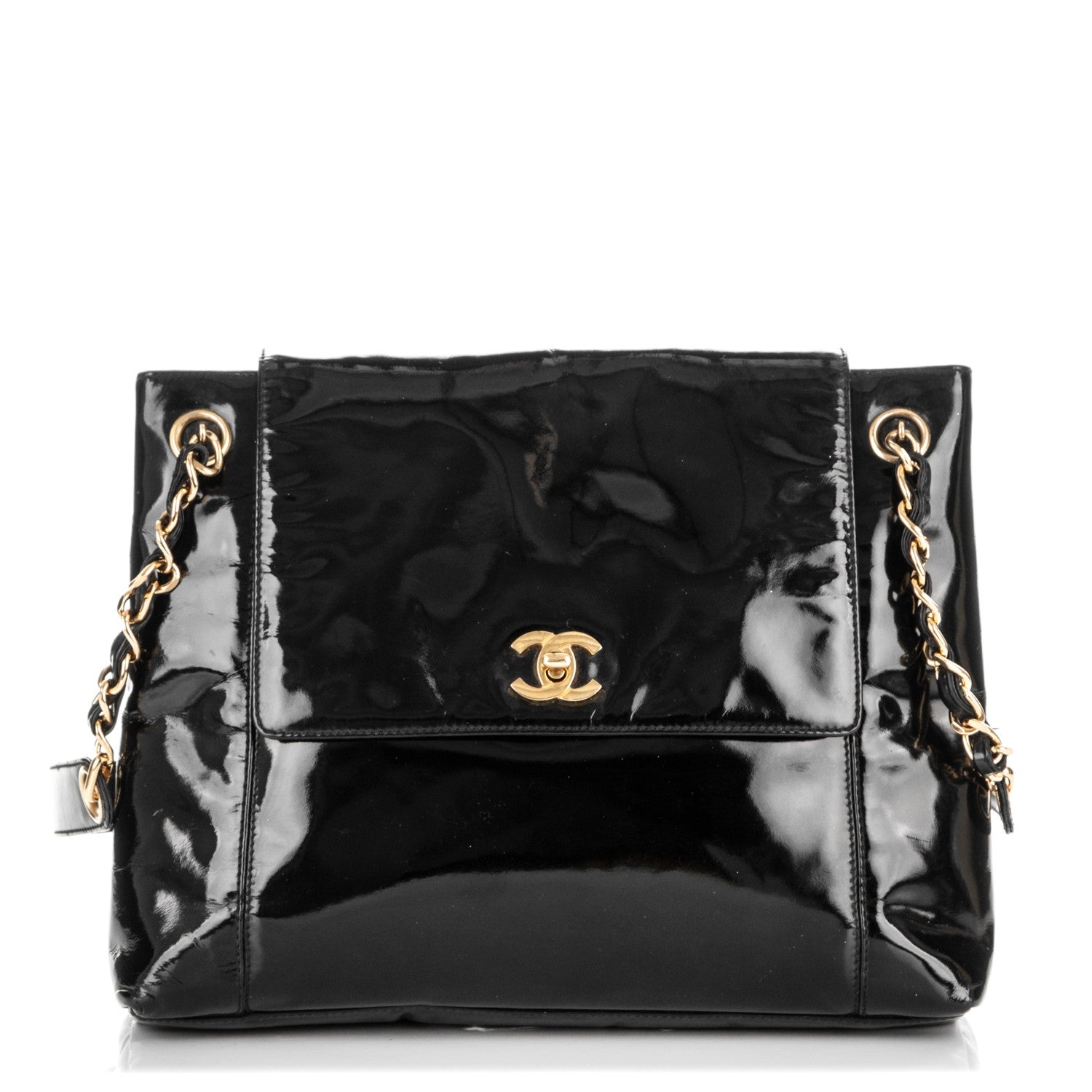 Chanel Patent Flap Shoulder Bag Black 1 of 7