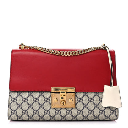 Gucci GG Supreme Monogram Moon Calfskin Medium Padlock Shoulder Bag Beige Blue Hibiscus Red Mystic White 1 of 20