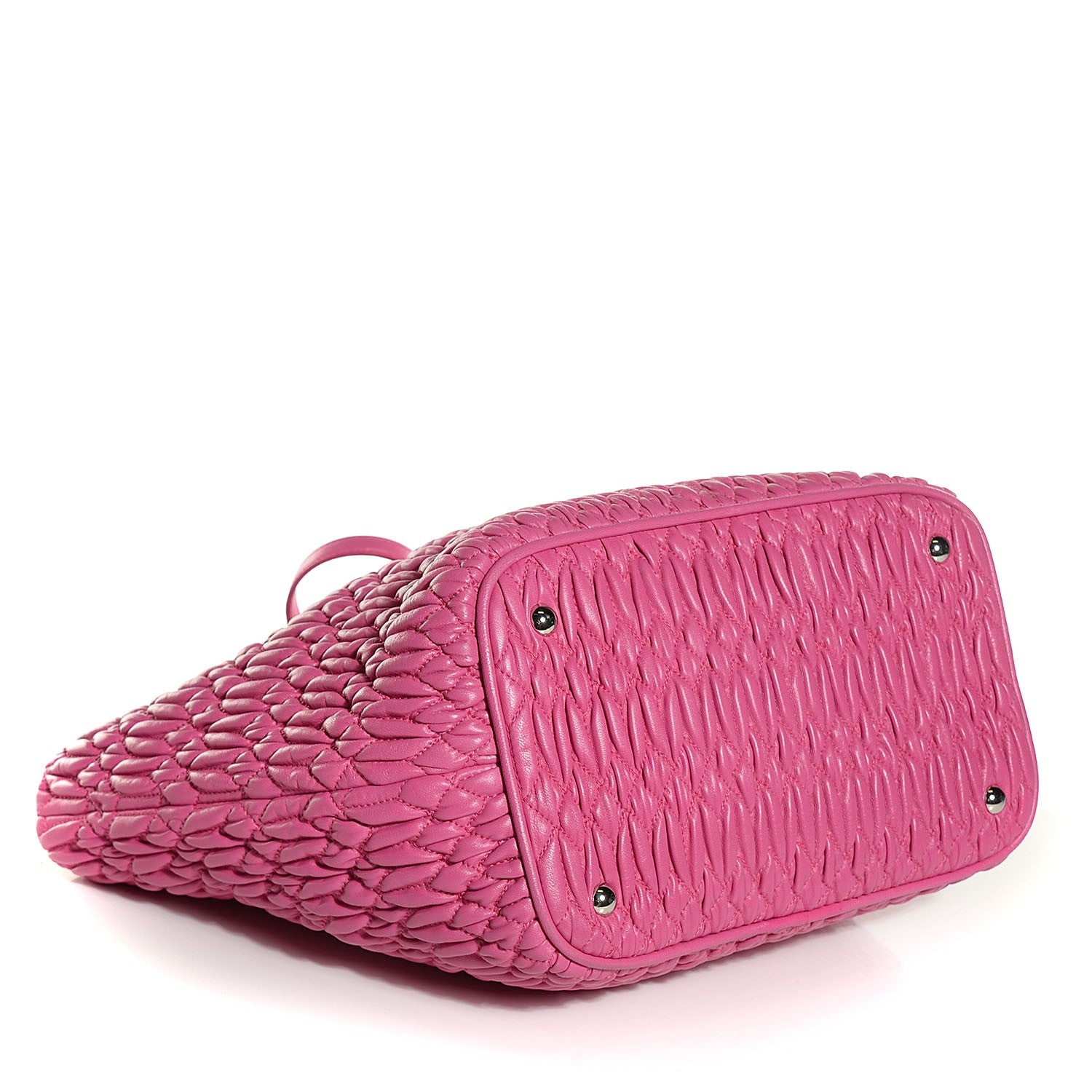 Miu Miu Nappa Matelasse Swarovski Crystal Tote Fuxia 4 of 9