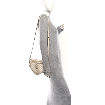 Gucci Calfskin Matelasse Diagonal Mini Interlocking G Heart Shoulder Bag Mystic White 2 of 10