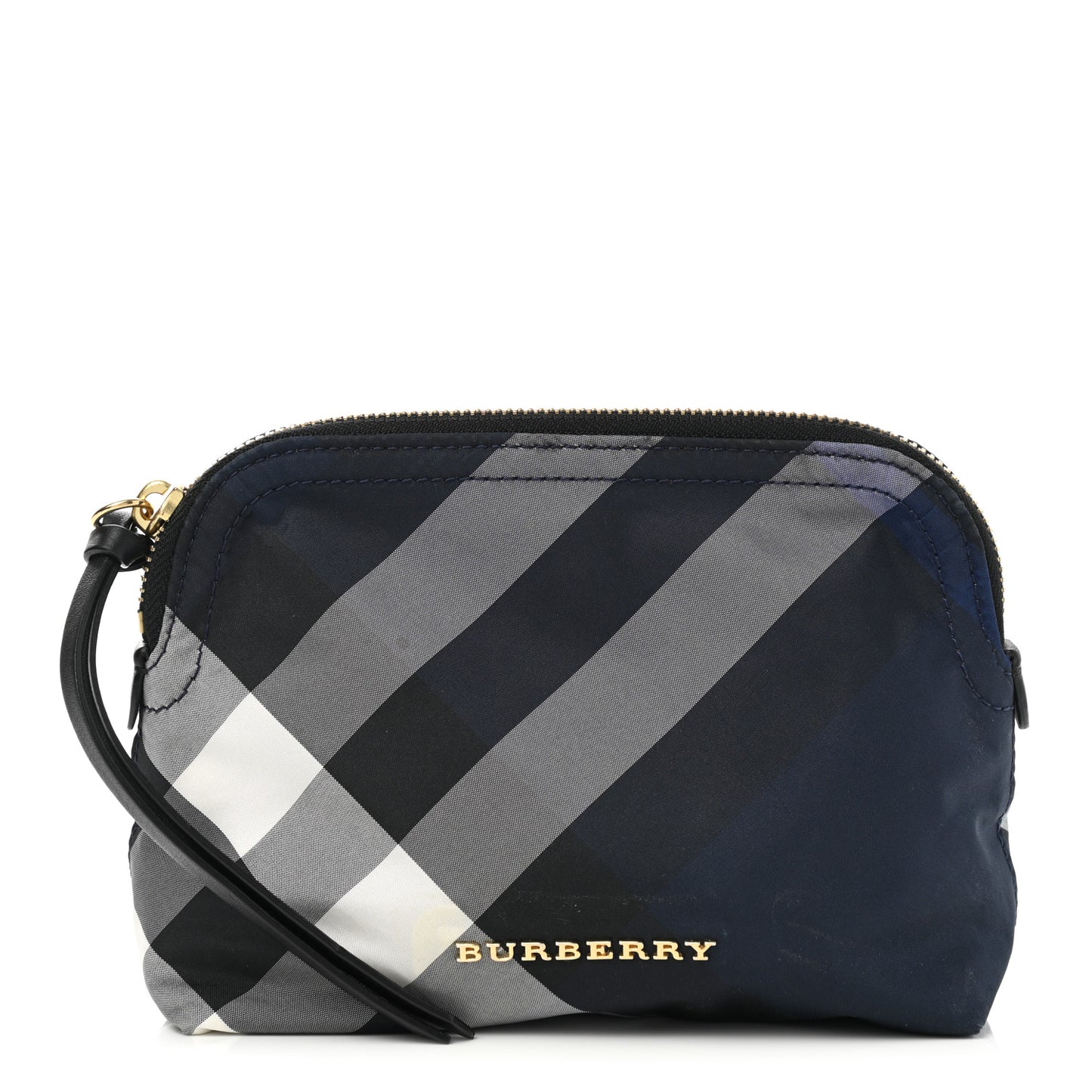 Nylon Nova Check Zip Top Pouch Indigo Blue