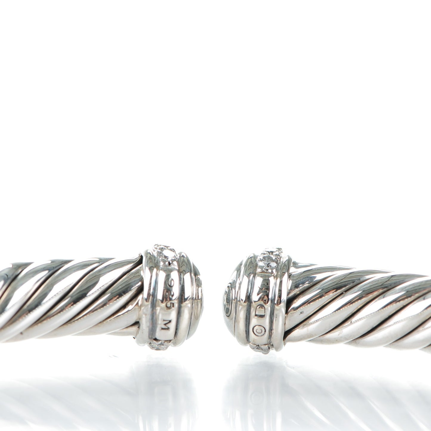 Sterling Silver Pave Diamond 7mm Cablespira Bracelet