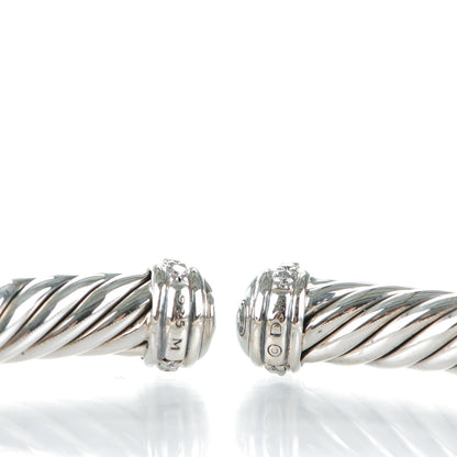 David Yurman Sterling Silver Pave Diamond 7mm Cablespira Bracelet 4 of 5