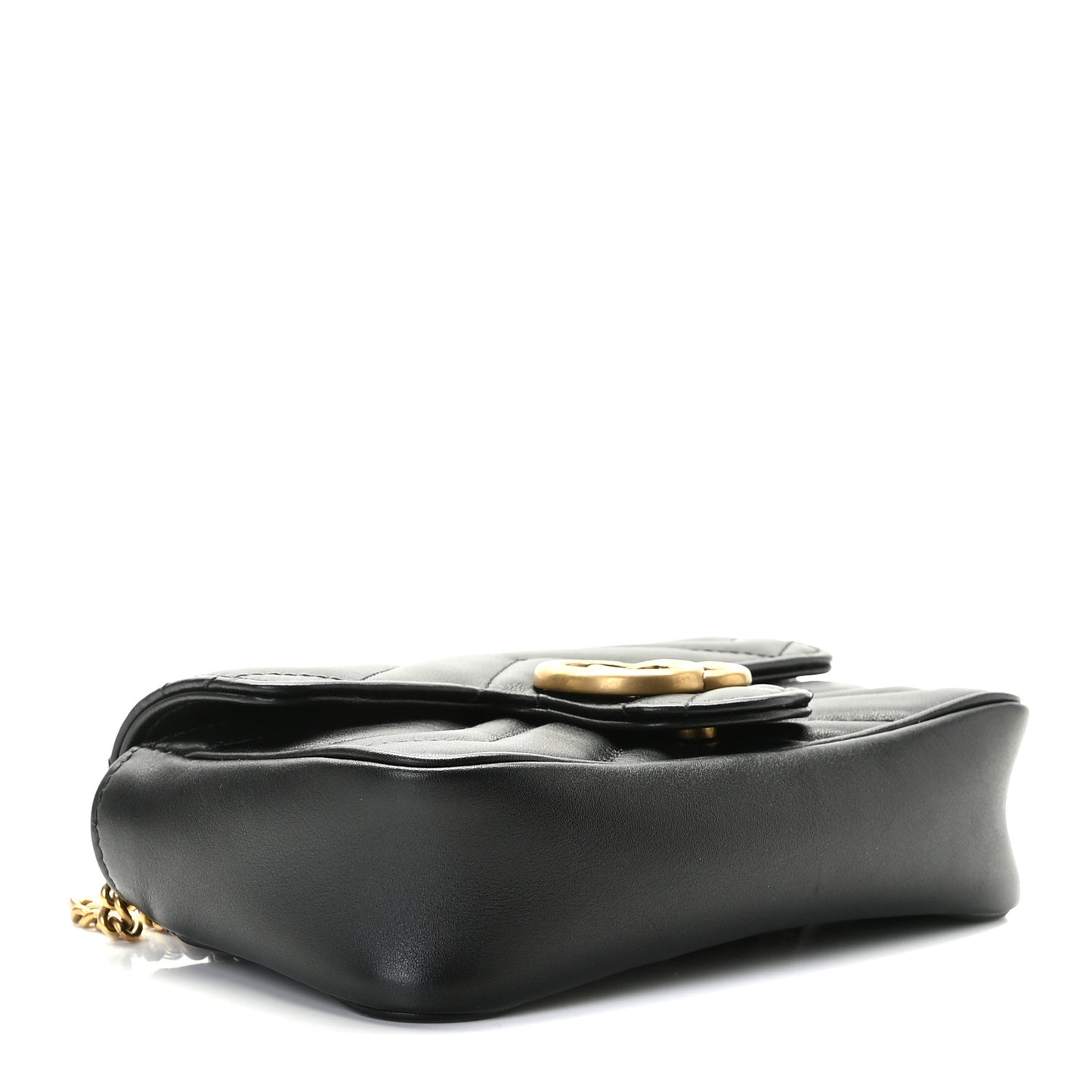 Calfskin Matelasse Super Mini GG Marmont Shoulder Bag Black