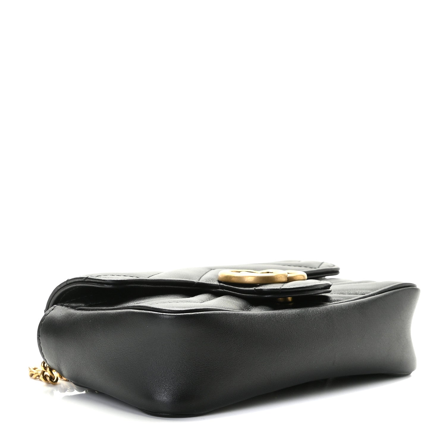 Gucci Calfskin Matelasse Super Mini GG Marmont Shoulder Bag Black 5 of 9