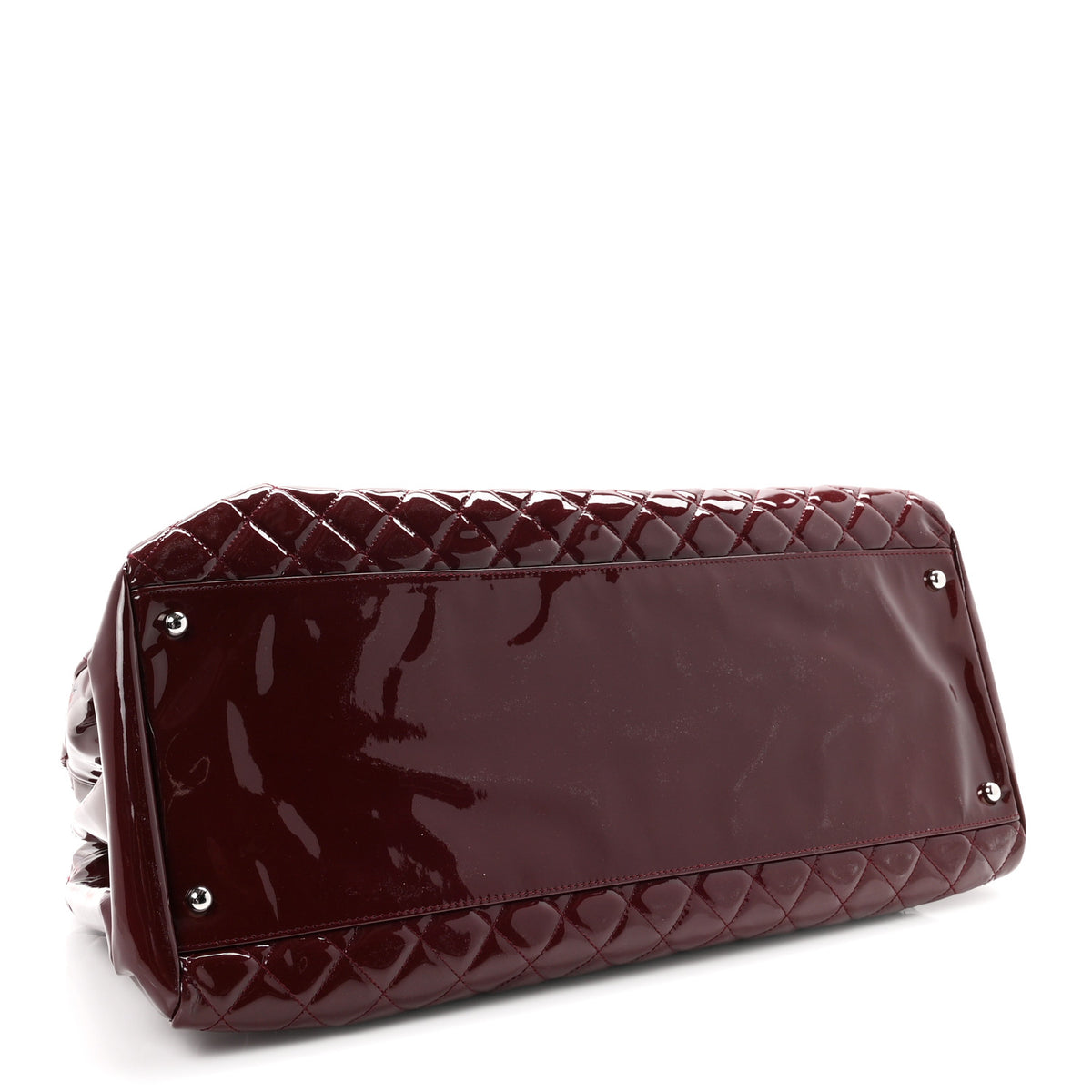 Patent Quilted Maxi Just Mademoiselle Bowling Bag Burgundy