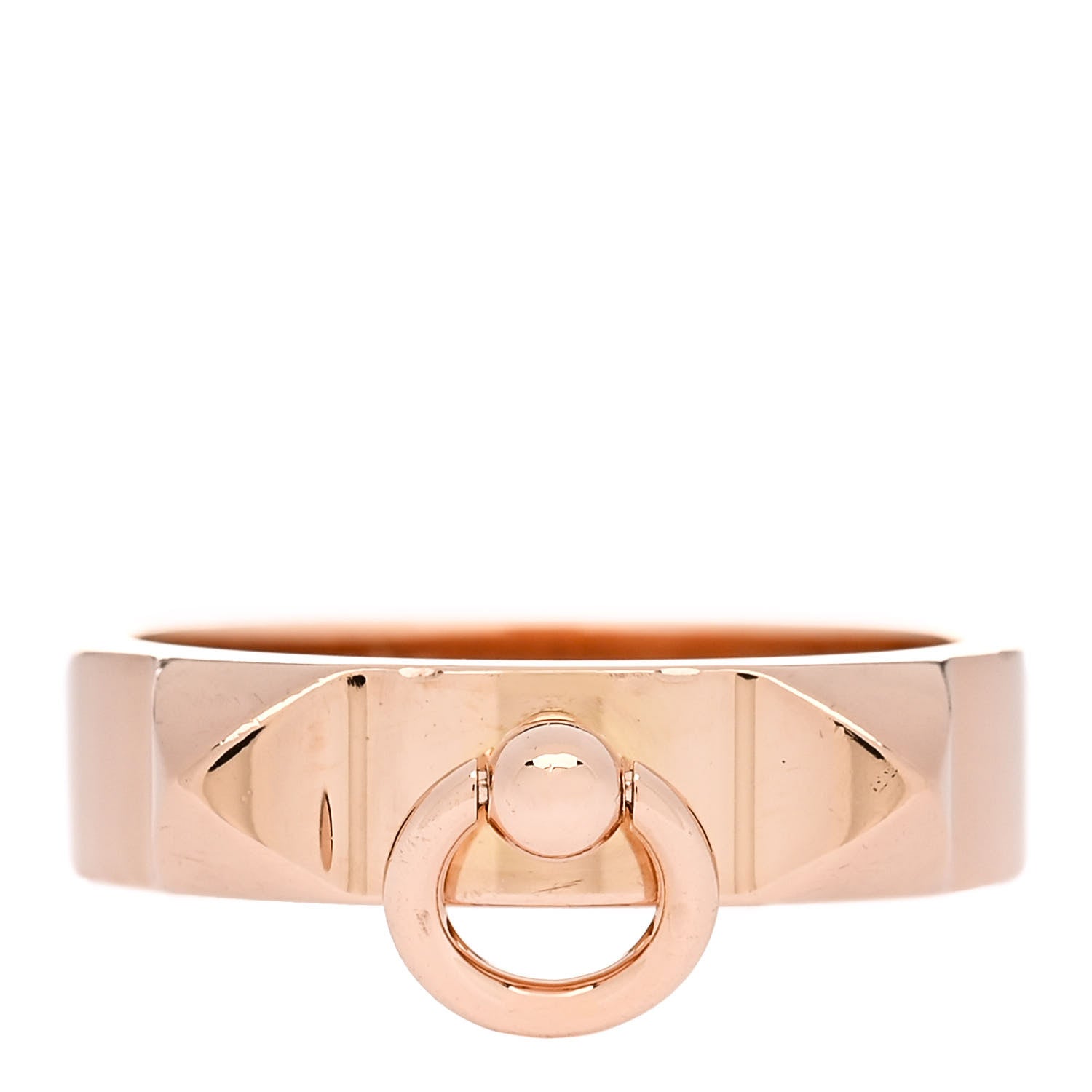 Hermes 18K Rose Gold PM Collier De Chien Ring 54 7 1 of 5