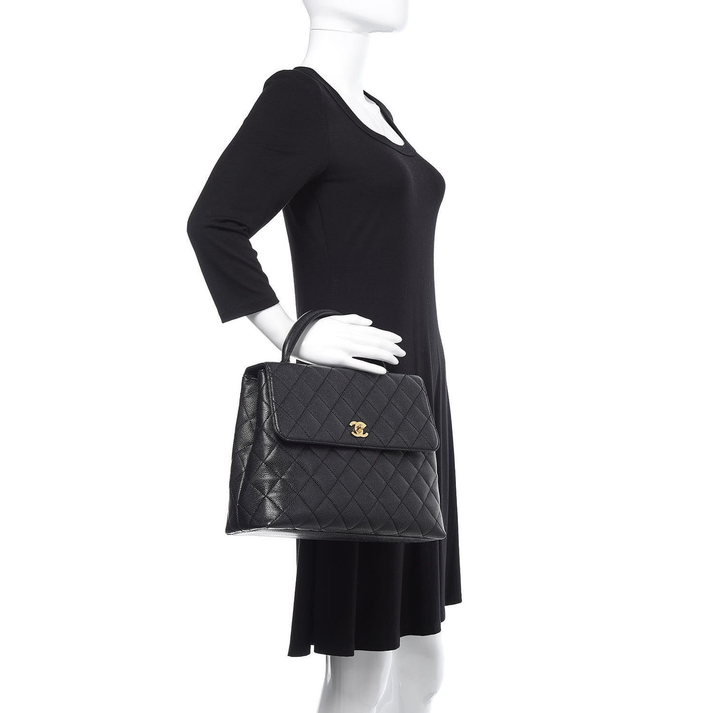 Caviar Quilted Jumbo Kelly Flap Black