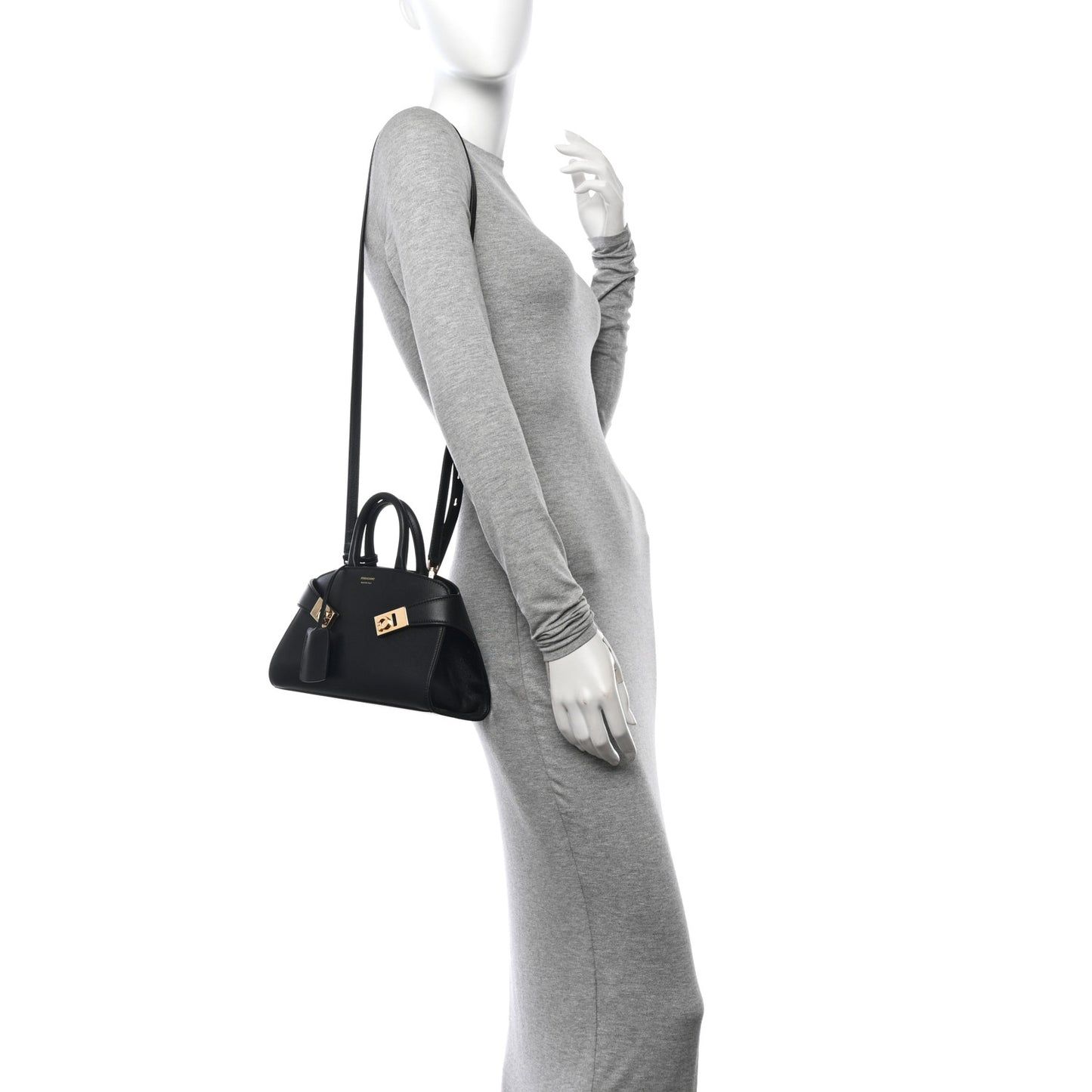 Calfskin Mini Hug Bag Black