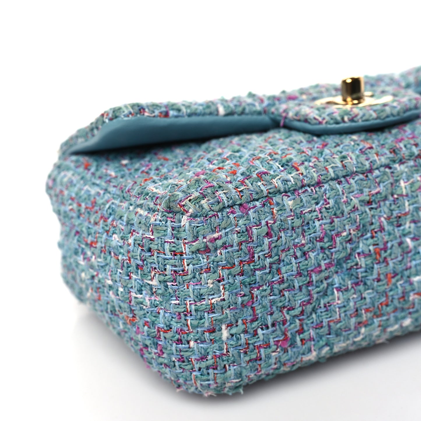 Tweed Quilted Mini Rectangular Flap Turquoise Purple White Red