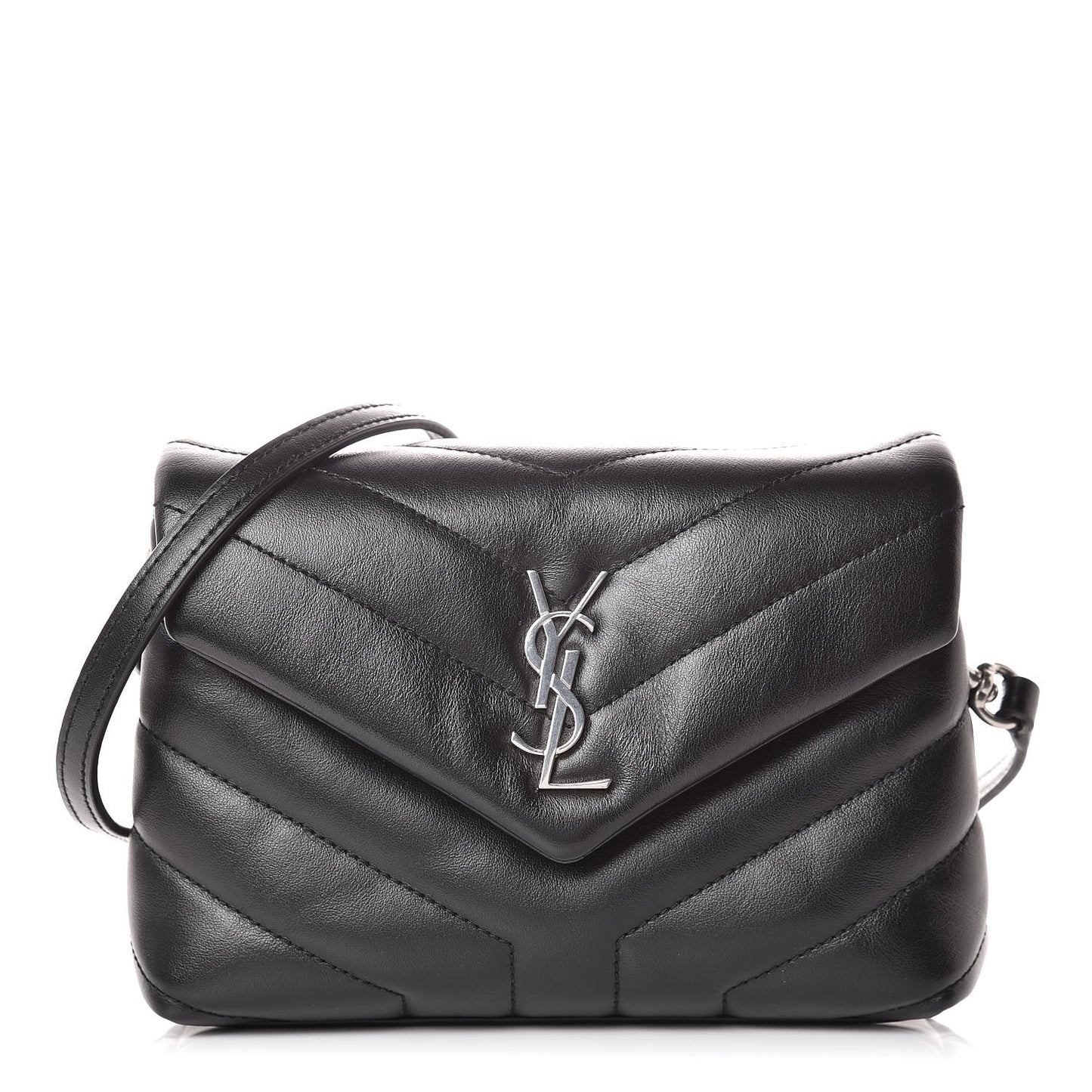 Calfskin Y Quilted Monogram Toy Loulou Crossbody Bag Black